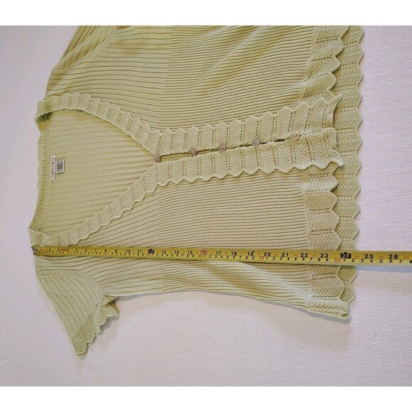 Y2K Short Sleeve Knit Sweater Cardigan Green Fairycore Twee Romantic Size Med - Picture 3 of 7